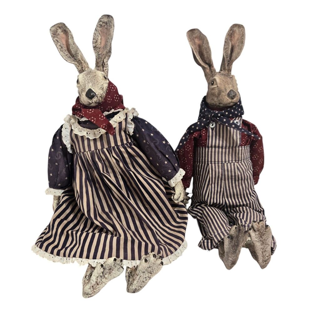 EFY Especially For You Rabbit Couple 22" Dressed Fabric Body Sam & Samantha Vtg‎